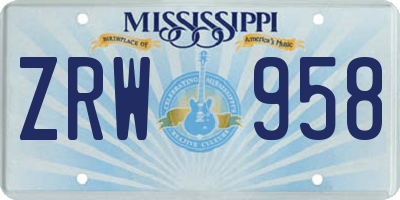 MS license plate ZRW958