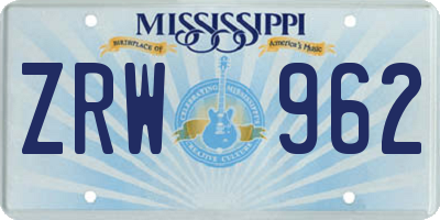 MS license plate ZRW962