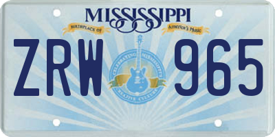 MS license plate ZRW965