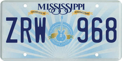 MS license plate ZRW968