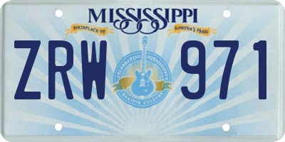 MS license plate ZRW971