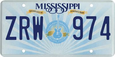 MS license plate ZRW974