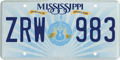 MS license plate ZRW983