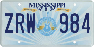 MS license plate ZRW984