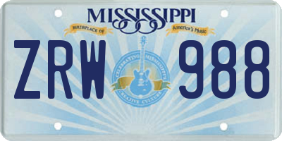 MS license plate ZRW988
