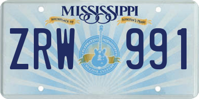 MS license plate ZRW991