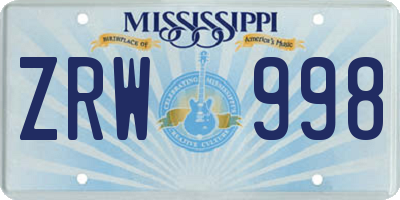 MS license plate ZRW998
