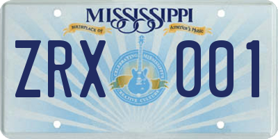 MS license plate ZRX001