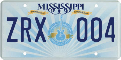 MS license plate ZRX004