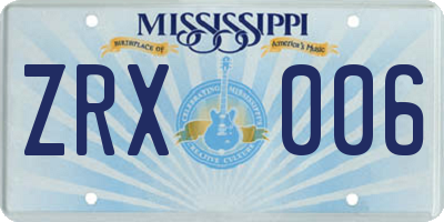 MS license plate ZRX006