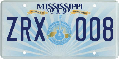 MS license plate ZRX008