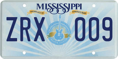 MS license plate ZRX009