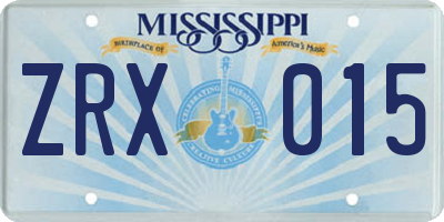 MS license plate ZRX015