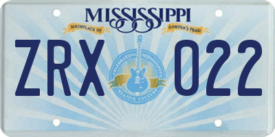 MS license plate ZRX022