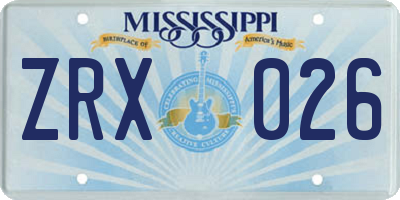 MS license plate ZRX026