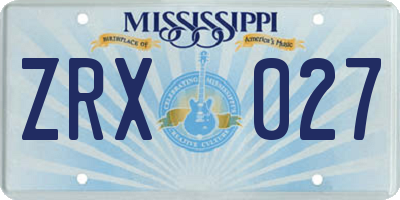 MS license plate ZRX027