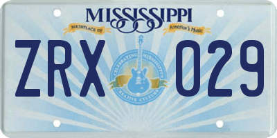 MS license plate ZRX029
