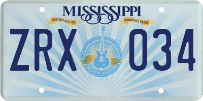 MS license plate ZRX034