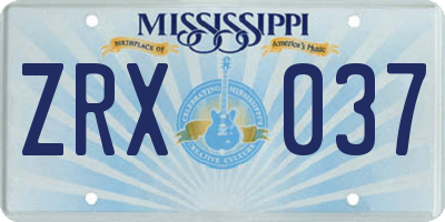 MS license plate ZRX037