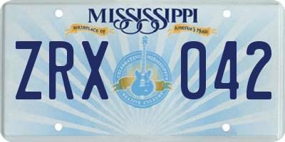 MS license plate ZRX042