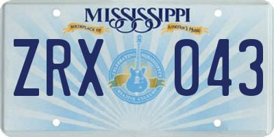MS license plate ZRX043