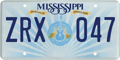 MS license plate ZRX047