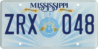 MS license plate ZRX048