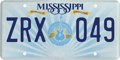 MS license plate ZRX049