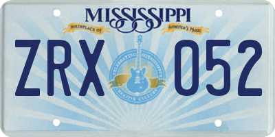 MS license plate ZRX052