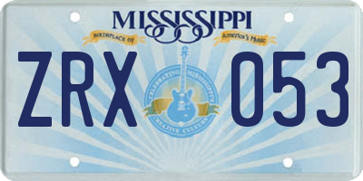 MS license plate ZRX053