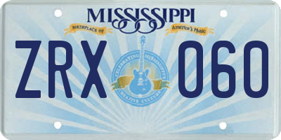 MS license plate ZRX060