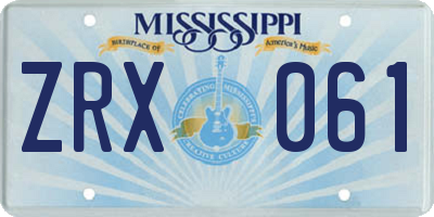 MS license plate ZRX061