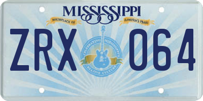 MS license plate ZRX064