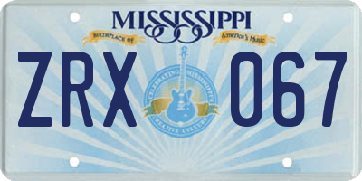 MS license plate ZRX067