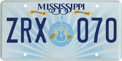 MS license plate ZRX070