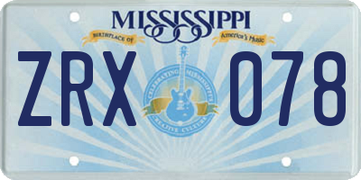 MS license plate ZRX078