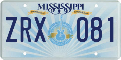 MS license plate ZRX081