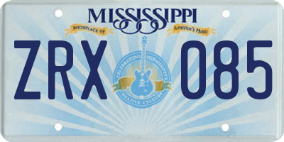 MS license plate ZRX085