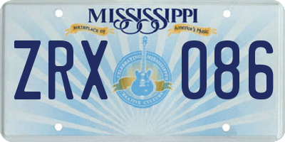 MS license plate ZRX086