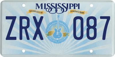 MS license plate ZRX087