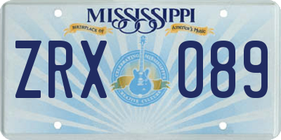 MS license plate ZRX089