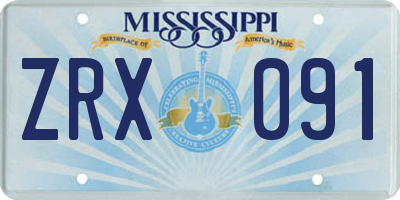 MS license plate ZRX091