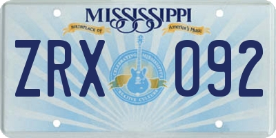 MS license plate ZRX092