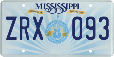 MS license plate ZRX093
