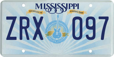 MS license plate ZRX097