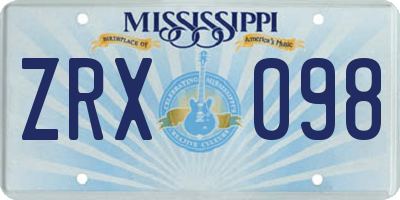 MS license plate ZRX098