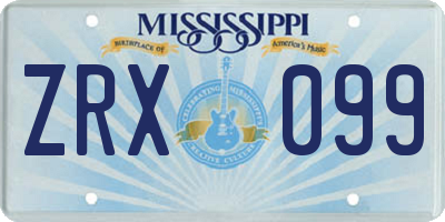 MS license plate ZRX099