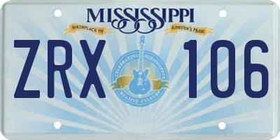 MS license plate ZRX106