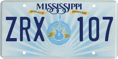 MS license plate ZRX107