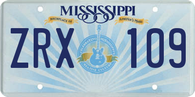MS license plate ZRX109